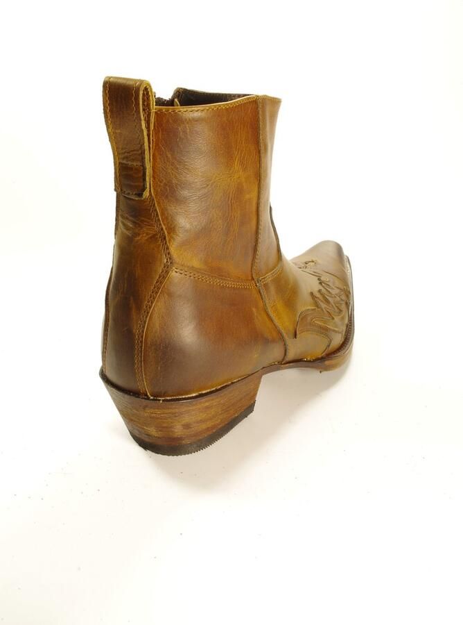 Sendra Boots 11783 Mimo Bruin Heren Enkellaars Cowboy Western Korte Laarzen Spitse Neus Beetje Schuine Hak Rits Sluiting Handgemaakt Echt Leer - Foto 3