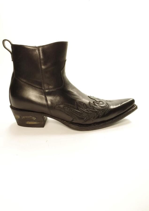 Sendra Boots 12185 Javi Zwart Handgemaakt Heren Cowboy Western Enkel Laars Spitse Neus Lederen Zool Rits Sluiting Echt Leer - Foto 2