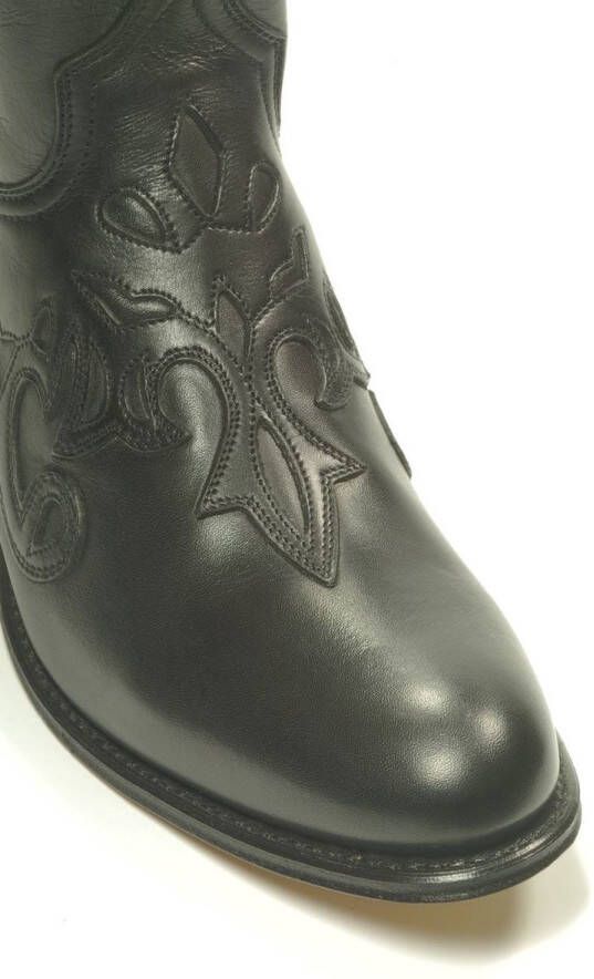 Sendra Boots 14399 Debora Zwart Handgemaakte Dames Cowboy Ibiza Enkelaars Ronde Neus Beetje Schuine Hak Ritssluiting Western Versiering Echt Leer - Foto 5