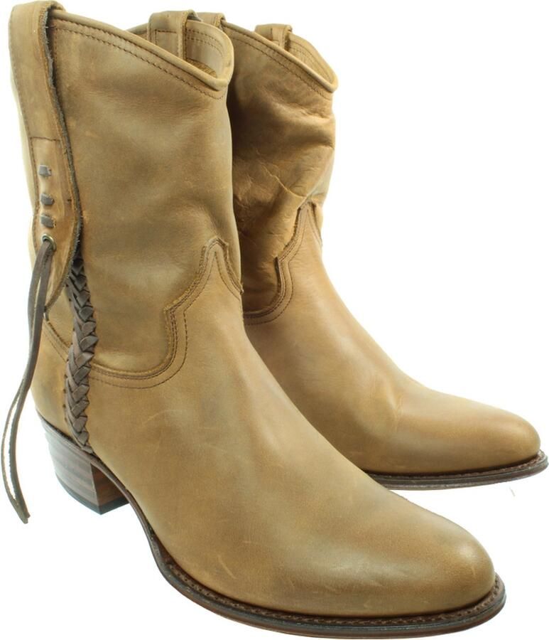 Sendra Boots 8514 Bruin Feif Dames Enkellaars Vlechtwerk Rechte Hak Beetje Spitse Neus Rechte Schacht Treklussen Echt Leer - Foto 3