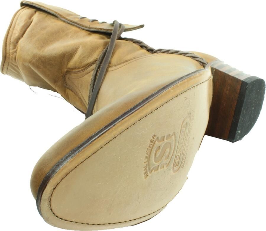Sendra Boots 8514 Bruin Feif Dames Enkellaars Vlechtwerk Rechte Hak Beetje Spitse Neus Rechte Schacht Treklussen Echt Leer - Foto 2