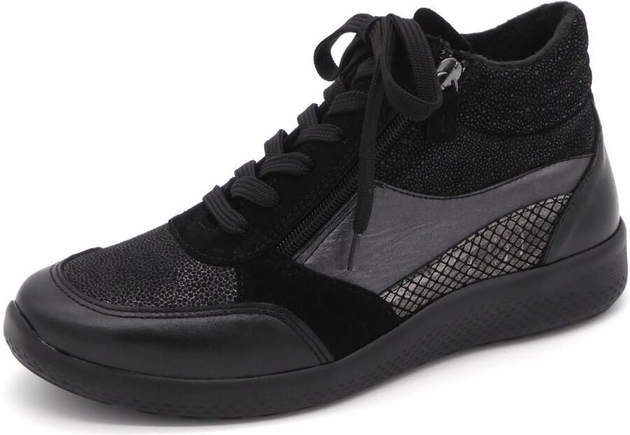 Sens Dames Veterboot 1421-13108-003 Zwart Combi Wijdte K