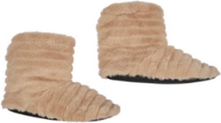 Sensly Pantoffels dames sloffen fleece licht bruin met voering one size - Foto 1