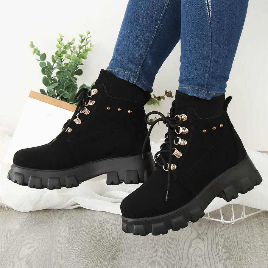 Senza Marchio ARTRAY Dames motorlaarzen dames lederen gevechtslaarzen racing stylist touring enkellaars dames mode vetersluiting anti-slip enkellaarzen dames lichtgewicht wandelen wandelschoenen kerstcadeaus