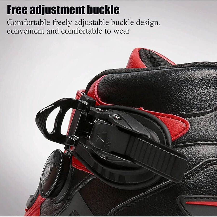 Senza Marchio DJFOG Mannen Motorschoenen Zwart Motocross Korte Enkellaarzen Waterdicht Leer Motor Off-Road Schoenen Racing Sport Laarzen Zwart