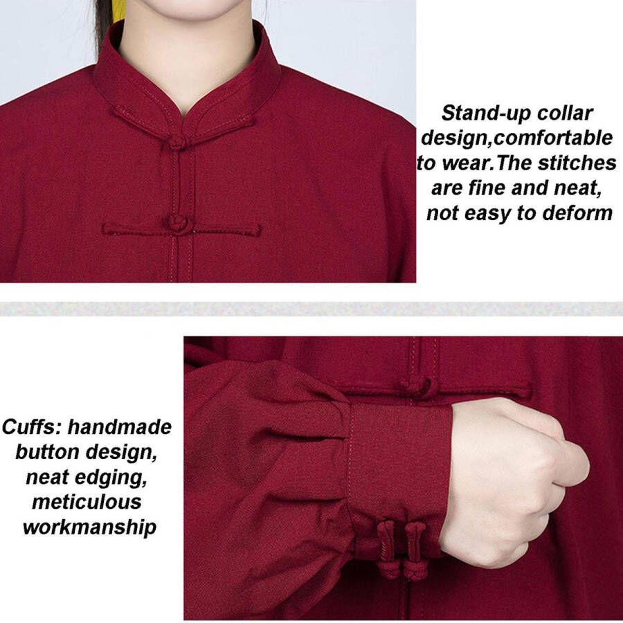 Senza Marchio HFCY Chinese traditionele Kung Fu-kleding Tai Chi Uniform nen Martial Arts Sets Wing Chun Taekwondo Kleding Meditatie Yoga Uniform Zwart-XL
