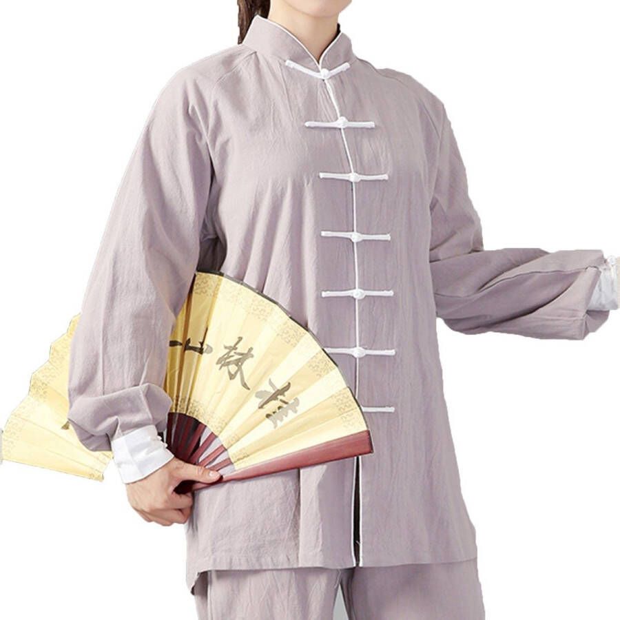 Senza Marchio HFCY Tai Chi praktijk unifor vechtkunst sets voor nen en Chinese Kung Fu-kleding Zen Meditatie Uniform Kaki-M