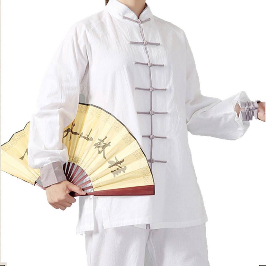 Senza Marchio HFCY Tai Chi praktijk unifor vechtkunst sets voor nen en Chinese Kung Fu-kleding Zen Meditatie Uniform Wit-XXL