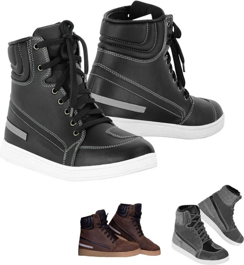 Senza Marchio Profirst Global Motorfiets Waterdichte Lederen Beschermende Korte Enkel Racing Laarzen Schoenen Zwart Bruin Donkerbruin Zwart 42.5