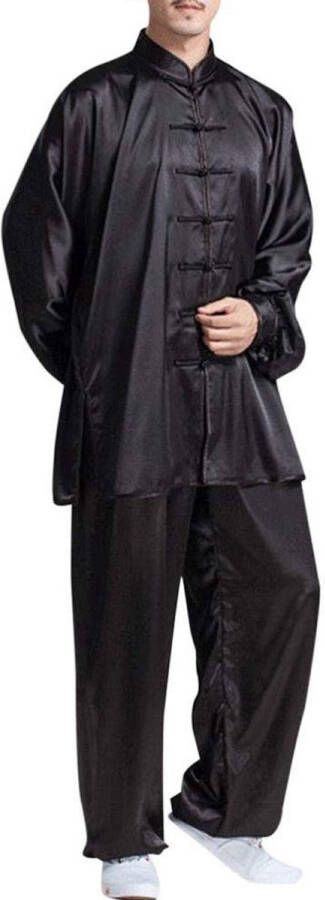 Senza Marchio SENNIAN Chinese traditionele Tai Chi-unifor klassieke unisex tangpakken kung fu vechtsporten unifor sets rotsklim vechtsporten Taichi oefenkleding voor nen zwart-L
