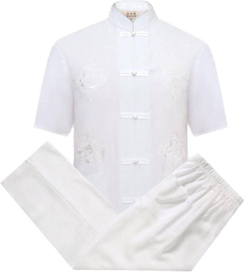 Senza Marchio Tai Chi Uniform Vechtsporten Kung Fu Uniform Zachte Kung Fu Set Man Chinese Traditionele Kleding Set Casual Tai Chi Uniformen Shirt Broek Print Oosterse Tang Pak (Kleur: #3 )