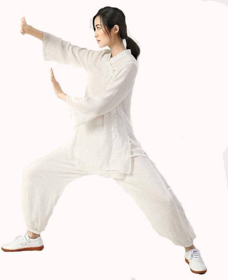 Senza Marchio Vier seizoenen Tai Chi Uniform Set Vechtsportpak Tai Chi Kleding Vrouwen Kung Fu Uniform Chinese Kung Fu Kleding Katoen & Linnen Vechtsporten Zen Meditatie Yoga Pak (Kleur: B Maat: L Tag