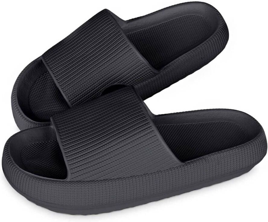 Senza Marchio ZONLITYU Sandalen Bath Shoes Slippers Bath Slippers Cloud Slippers Rubber Home Slippers Non-slip Mules(Schwarz 42 EU)