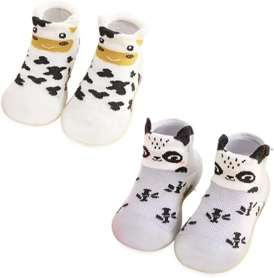 Set van 2 paar antislip pantoffels en sokken geschikt voor baby's jongens tieners