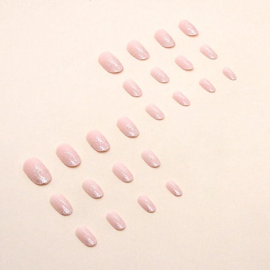 Set van 24 Korte Acrylnagels met Ballerina Design voor Vrouwen