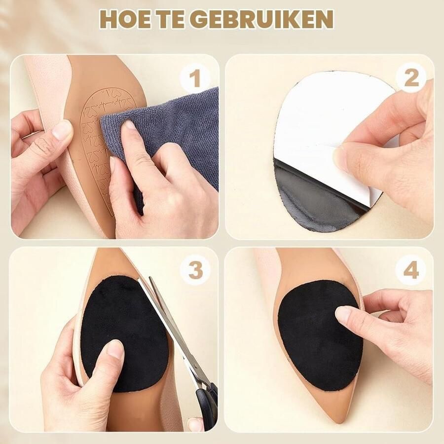Set van 40 Suède Zolen Plakbare Halve Zolen Antislip Schoenzolen Beschermers voor Hakken en Easel Schoenen 6.5 x Zwart