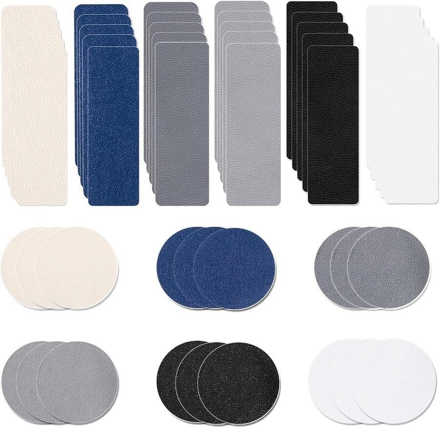 Set van 48 Zelfklevende Herstel Patches voor Sneakers Leren Schoenen en Hakken Rond en Rechthoekig Ontwerp voor Eenvoudige Reparatie