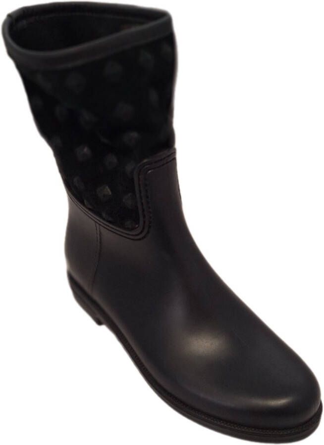 SF -MODISCHE REGENLAARS-BLACK- RUBBER-VELVET MET STUDS