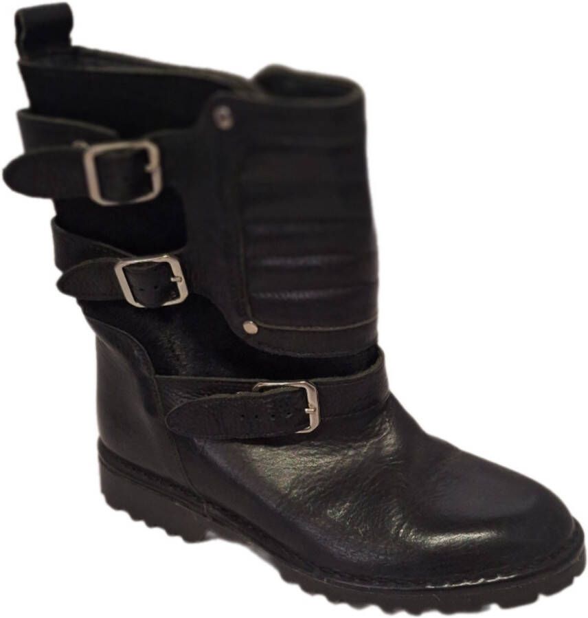 SF -MOTORBIKE-LEER-RIEMPJES MET GESP-BLACK