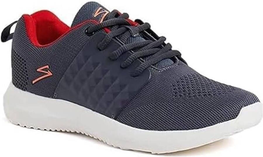 SG UNPAR by SG Franklin Hardloopschoenen voor Heren (Grijs Rood Lichtgewicht & Goede Pasvorm EVA Buitenzool met Mesh & Gebreid Bovenwerk Ideaal voor Trail Hardlopen Fitness & Training Joggen Regelmatig & Modieus Dragen