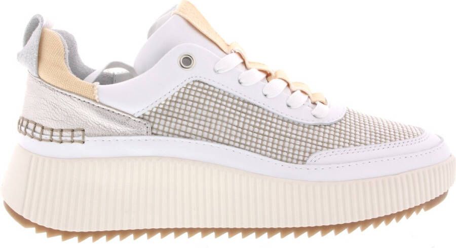 Shabbies Amsterdam Dames Sneakers Shabbies Chavi Maan Raffia White Silver Wit