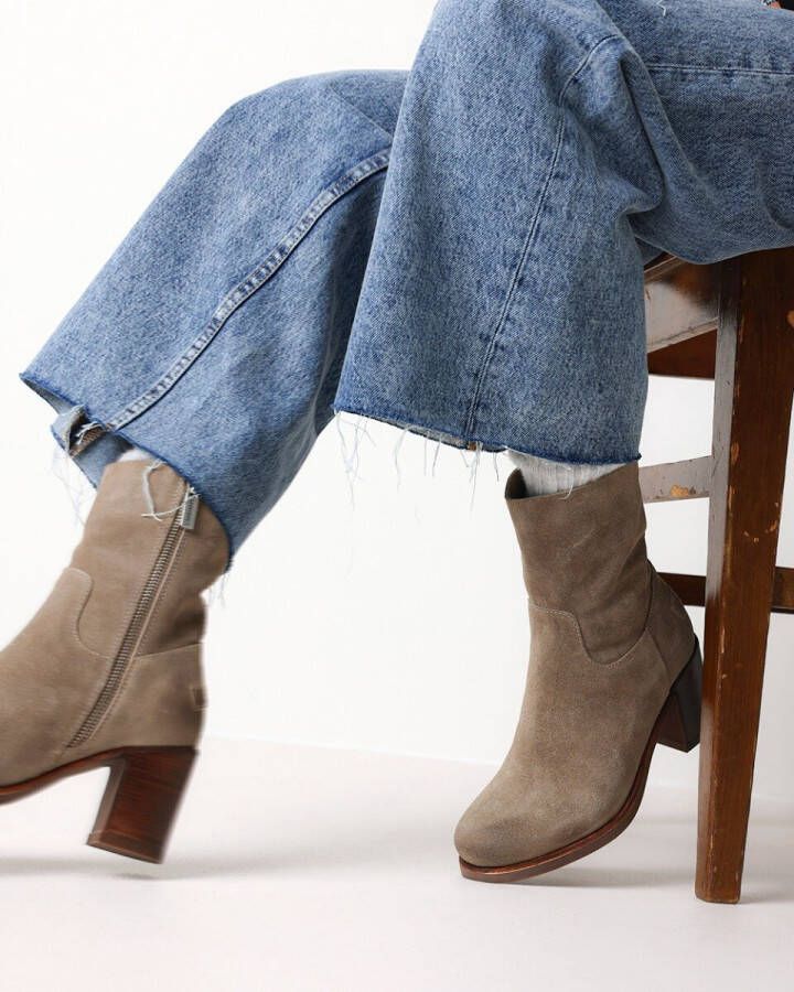 Shabbies 183020231 Enkellaarsjes Enkelboots met rits Dames Beige