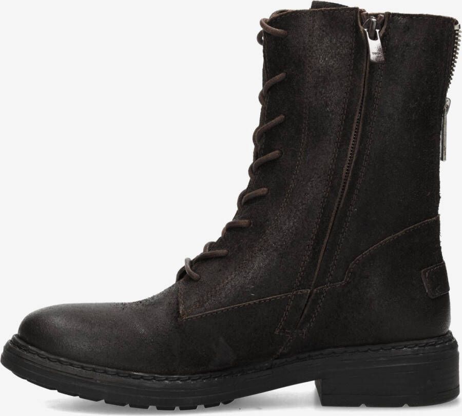 Shabbies Amsterdam Enkellaarzen Duck Lacey Reversed Donker Brown Dames Laarzen