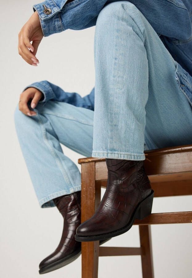 SHABBIES Enkellaarsjes Dames Juul Ankle Boot Maat: 38 Materiaal: Leer Kleur: Bruin - Foto 3