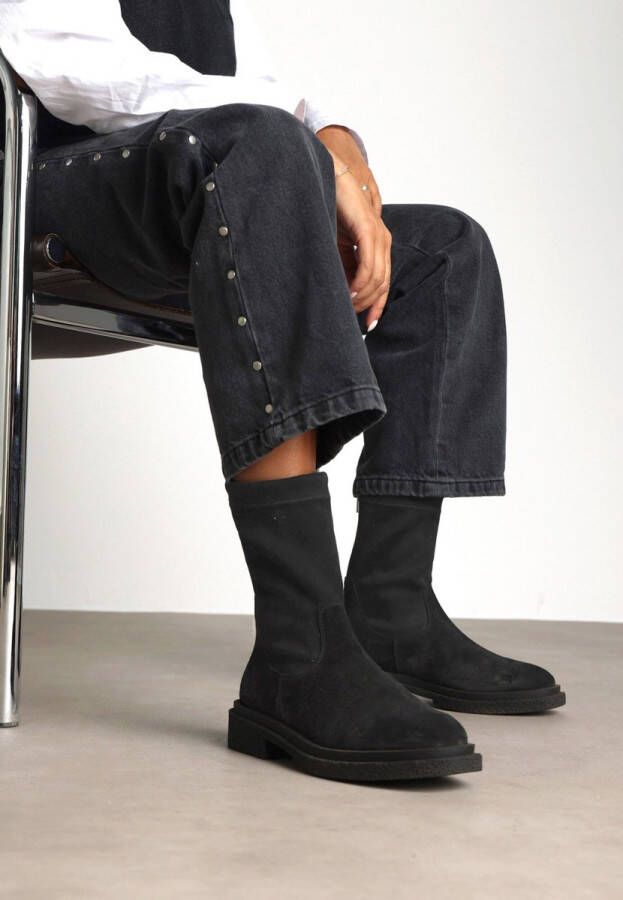 Shabbies Amsterdam Enkellaarzen Jane Stretch Black Dames Laarzen