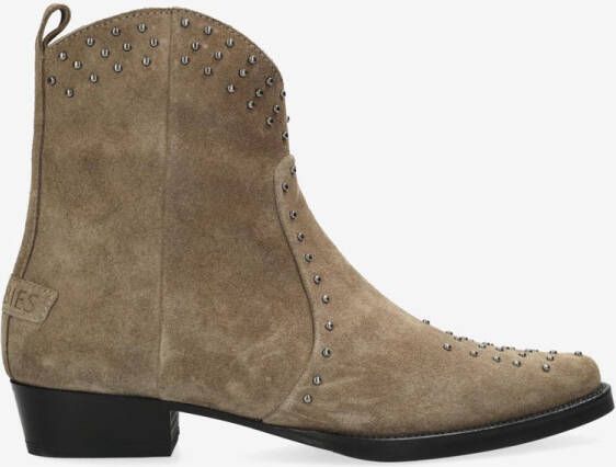 Shabbies Amsterdam Enkellaarzen Janina Ankie Studs Taupe Dames Laarzen
