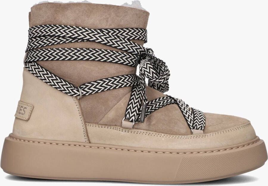 Shabbies Amsterdam Shabbies Hind Sneaker Enkellaarsjes Enkelboots Dames Taupe - Foto 3