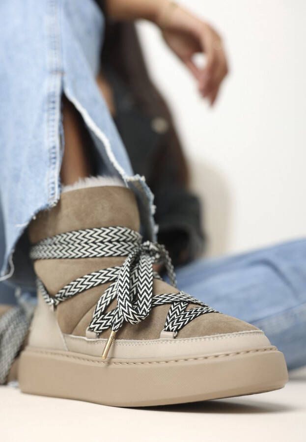 Shabbies Amsterdam Shabbies Hind Sneaker Enkellaarsjes Enkelboots Dames Taupe - Foto 4