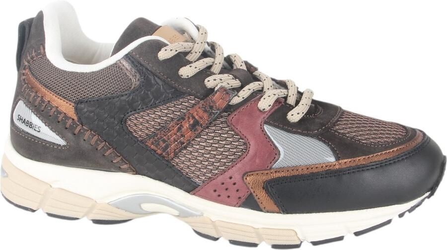 SHABBIES Lage Sneakers Dames Abbey Run Maat: 37 Materiaal: Leer Kleur: Zwart - Foto 4