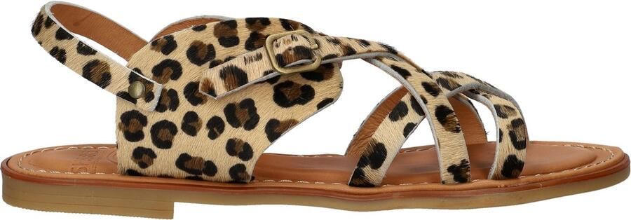 Shabbies Amsterdam Angel Cross Sandaal Leopard Pony Zwart Cognac