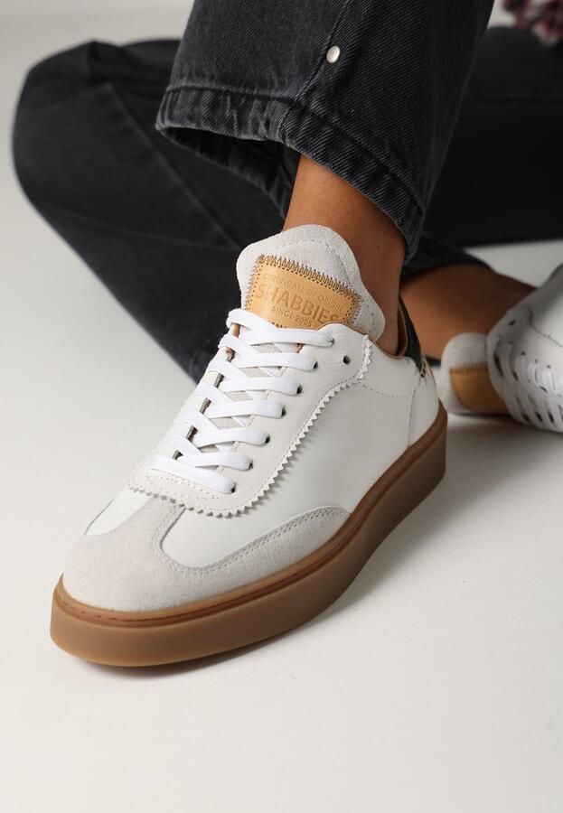 Shabbies Amsterdam Bossa Nuovo leren sneakers wit zwart - Foto 2