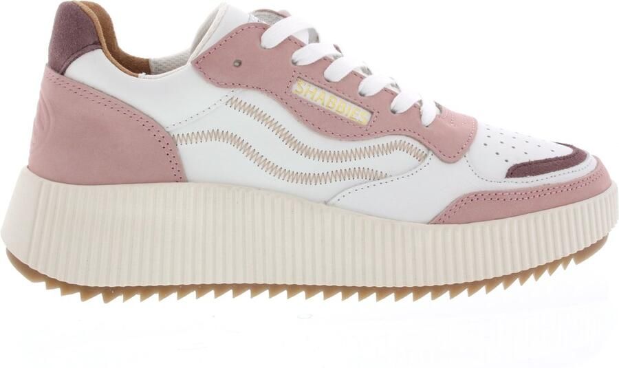 Shabbies Amsterdam Dames Sneakers Shabbies Chavi Ziggi White pink Wit