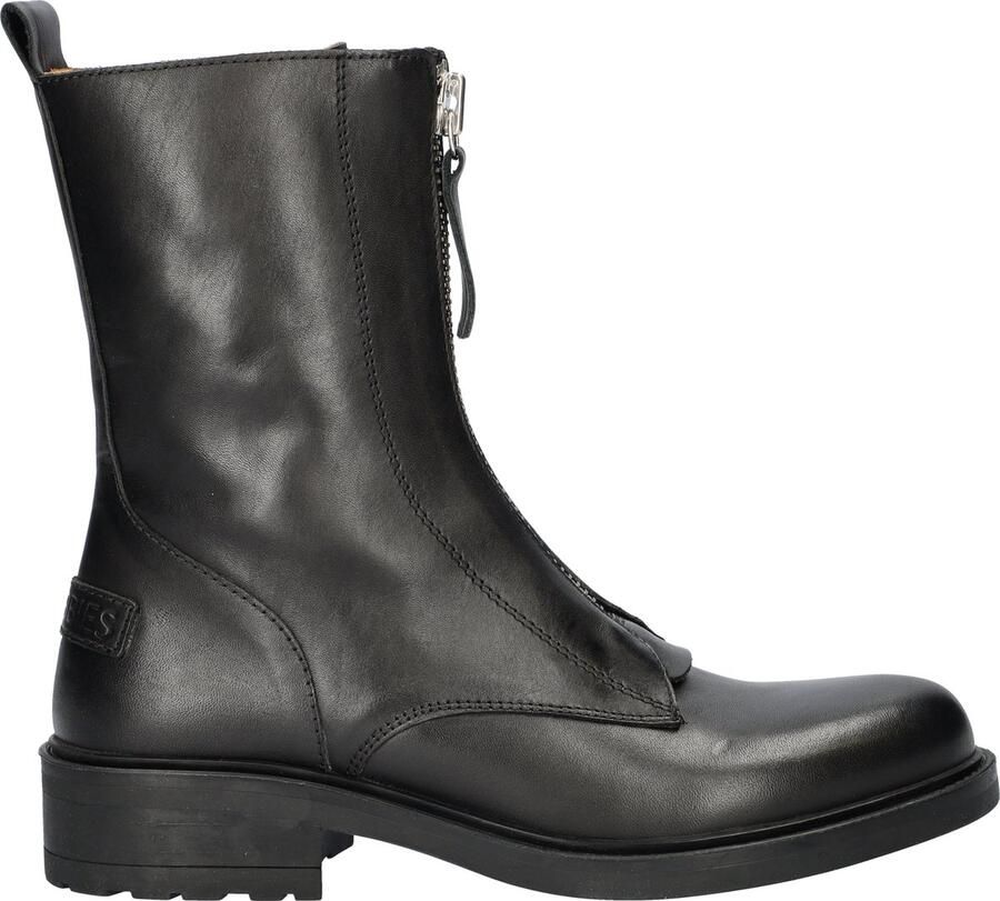 SHABBIES Enkelboots Dames Dean Zipa Leer Zwart