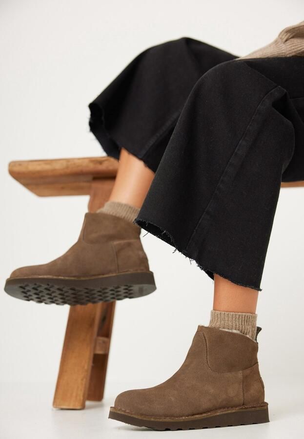 SHABBIES Enkelboots Dames Palissa Suède Bruin - Foto 3