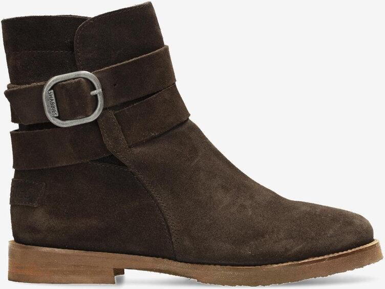 Shabbies Amsterdam Enkellaarzen Festi Wrap Donker Brown Dames Laarzen