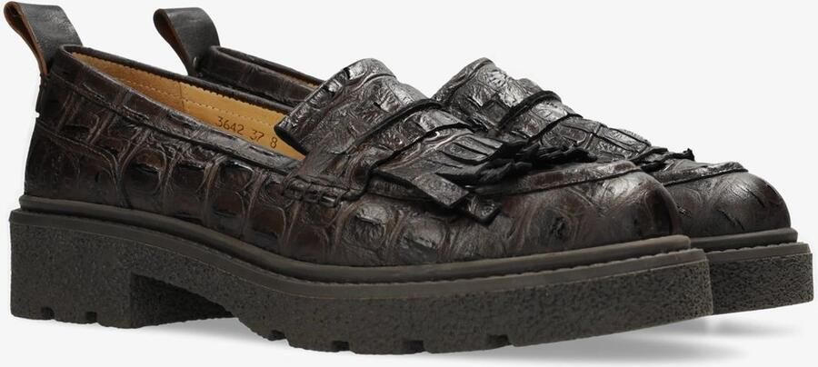 Shabbies Amsterdam JACY LOFA loafer croco Dark Brown