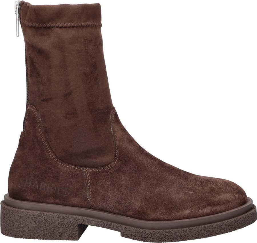 Shabbies Amsterdam JANE STRETCH Ankle Boot suede stretch Dark Brown