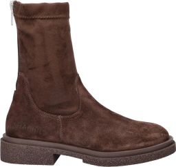 Shabbies Amsterdam JANE STRETCH Ankle Boot Suede stretch Dark Brown