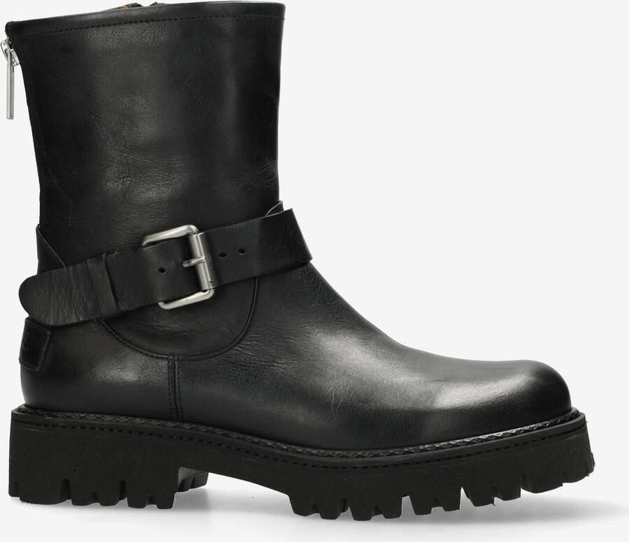 SHABBIES Biker Boots Dames Marjorie Banka Leer Zwart