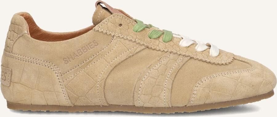 SHABBIES Lage Sneakers Dames Ciska Base Maat: 36 Materiaal: Suède Kleur: Beige