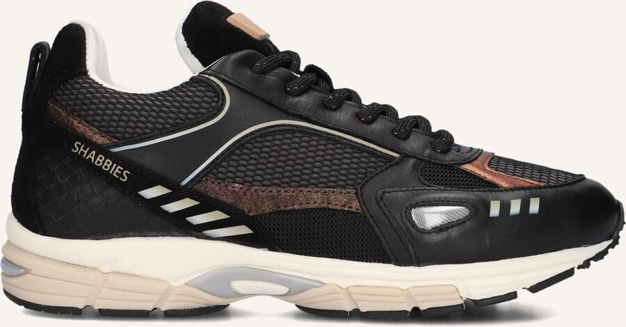 SHABBIES Lage Sneakers Dames Abbey Masha Maat: 40 Materiaal: Leer Kleur: Zwart