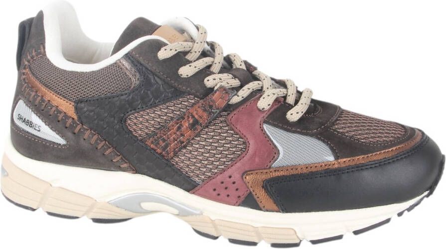 SHABBIES Lage Sneakers Dames Abbey Run Maat: 41 Materiaal: Leer Kleur: Zwart