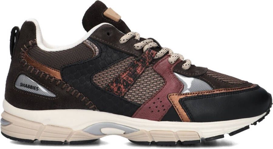 SHABBIES Lage Sneakers Dames Abbey Run Maat: 40 Materiaal: Leer Kleur: Zwart
