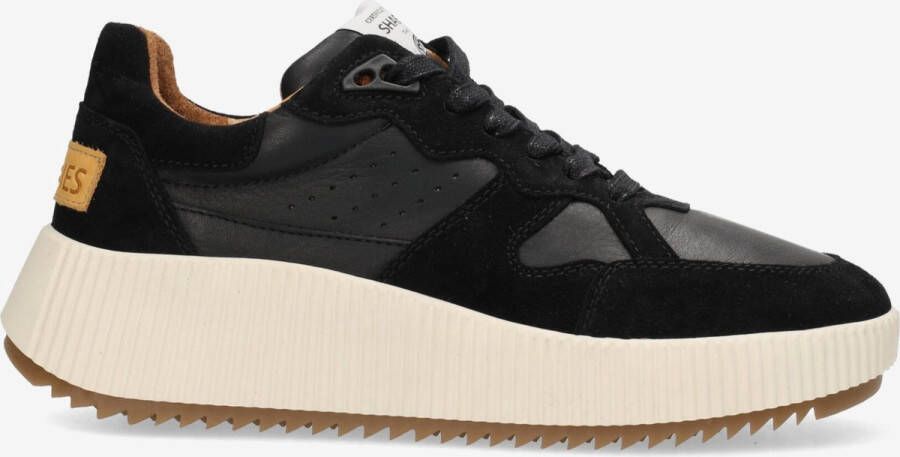 Shabbies Amsterdam Chavi Nio leren sneakers zwart