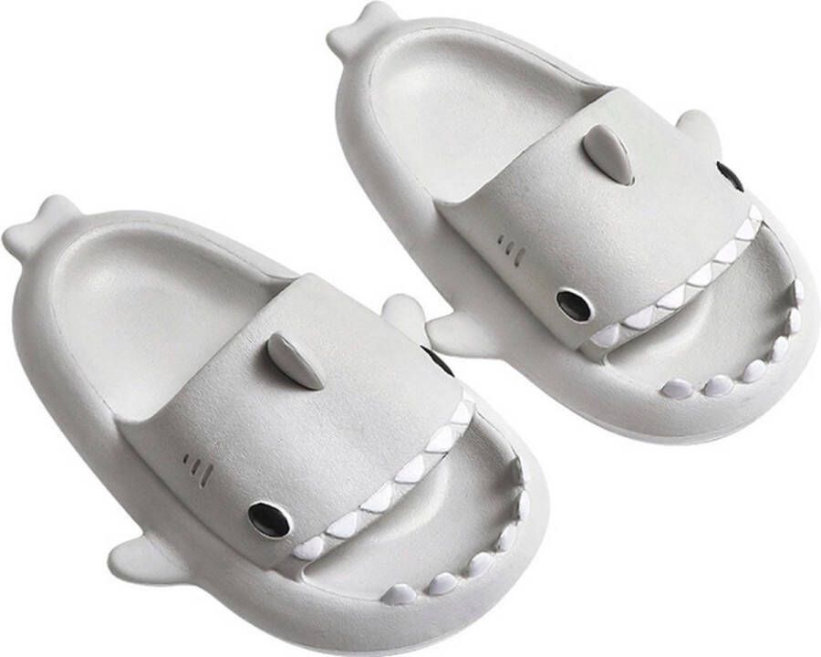 Sharkyslides Jumpytoys Badslippers Haai Slippers Kerstcadeau X-mas gift Kerstmis EVA Product LIGHTNING GREY