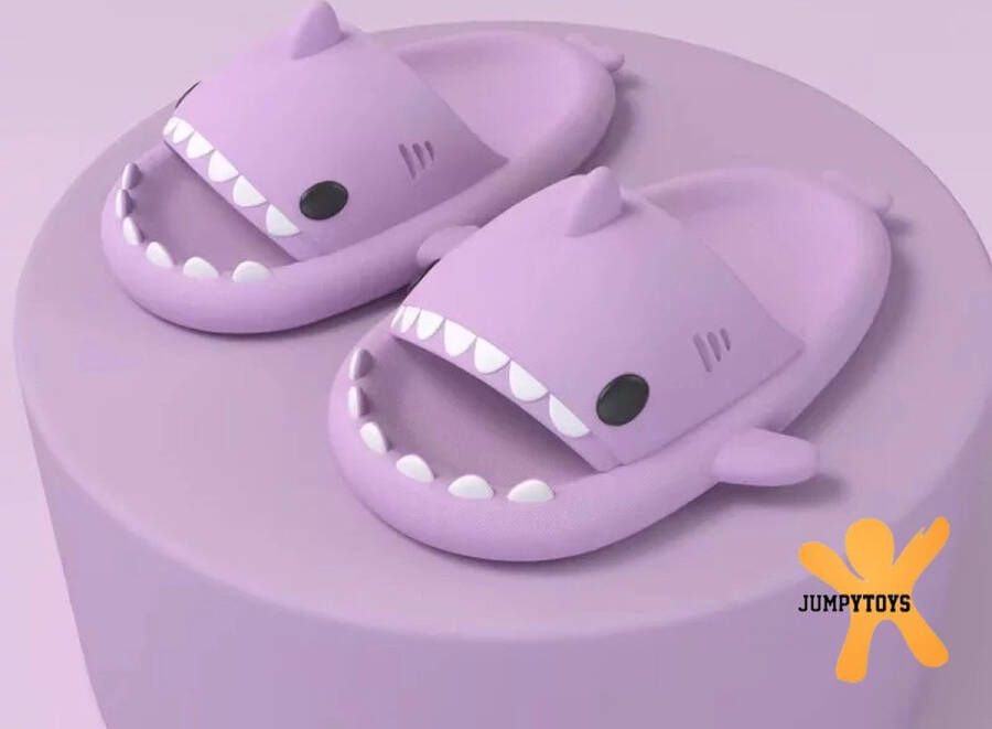 Sharkyslides Jumpytoys S JUMPYTOYS Badslippers Haai Slippers Kerstcadeau X-mas gift Kerstmis EVA Product PURPLE RAIN